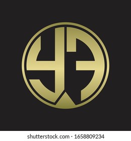 YF Logo monogram circle with piece ribbon style on gold colors