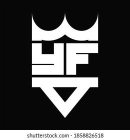 YF Logo monogram with crown shape isolated on Black background