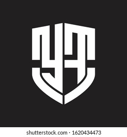 YF Logo monogram with emblem shield shape design isolated on black background