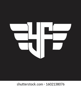 YF Logo monogram with emblem and wings element design template