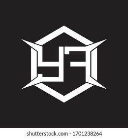 Monograma de logotipo YF con modelo hexagonal y de cuatro ejes