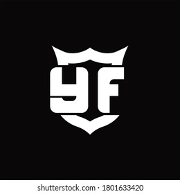 YF-Logo-Monogramm mit Schild um die Kronform-Design-Vorlage