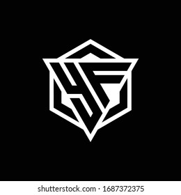 YF logo monogram with triangle and hexagon shape combination isolated on back and white colors