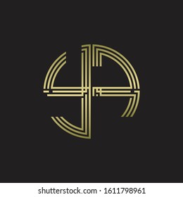 YF Logo monogram triple ribbon style line design template isolated with gold color