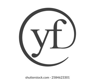 YF logo from two letter with circle shape email sign style. Y and F round logotype of business company for brand identity.