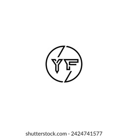 Logo de concepto de contorno simple YF y círculo de diseño inicial de fondo blanco y negro