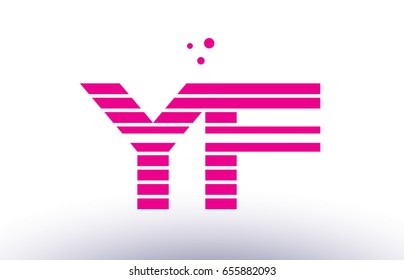 yf y f alphabet letter logo pink purple line stripe company design template creative abstract vector