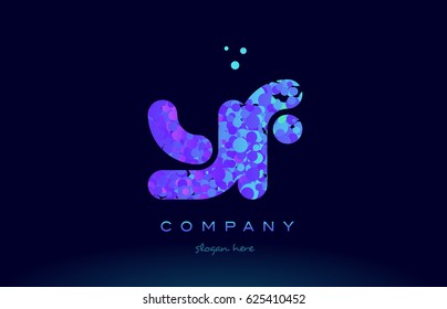 yf y f alphabet pink blue bubble circle dots creative letter company logo vector icon design template