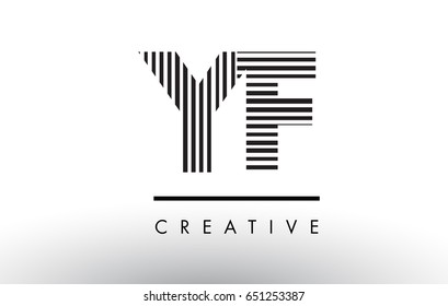 YF Y F Black and White Letter Logo Design with Vertical and Horizontal Lines.