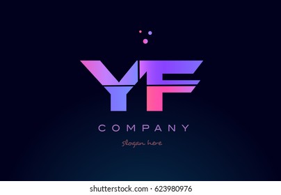yf y f creative color blue background pink purple blue magenta alphabet letter company logo vector icon design