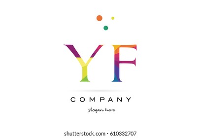 yf y f  creative rainbow colors colored alphabet company letter logo design vector icon template