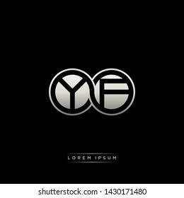 YF Y F initial letter linked circle capital monogram logo modern template silver color edition