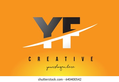 YF Y F Letter Modern Logo Design with Swoosh Cutting the Middle Letters and Yellow Background.