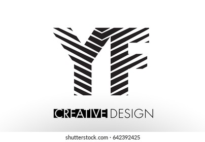 YF Y F Lines Letter Design with Creative Elegant Zebra Vector Illustration.