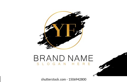 Yf Y F logo, YF initial logo design, Gold color, Y logo, Yf Letter Logo Design Template Vector EPS