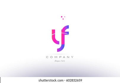 yf y f  pink purple modern creative gradient alphabet company logo design vector icon template
