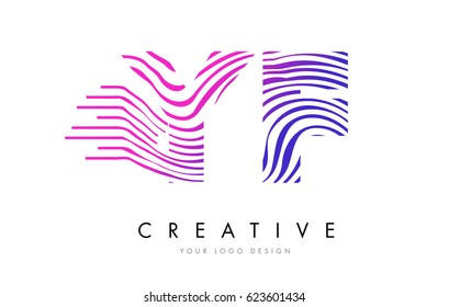YF Y F Zebra Letter Logo Design with Black and White Stripes Vector