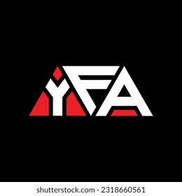 Diseño del logotipo de la letra triangular YFA con forma triangular. Monograma de diseño del logotipo del triángulo YFA. Plantilla de logotipo vectorial de triángulo YFA con color rojo. Logotipo triangular YFA simple, elegante y lujoso
