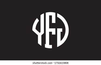YFJ Circle Emblem Abstract Monogram Letter Mark Vector Logo Template