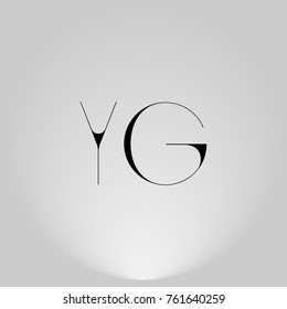 YG Black thin minimalist LOGO Design with Highlight on Gray background.