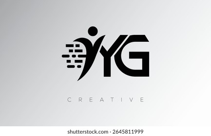 YG Creative Digital Monogram Logo – Futuristic Letter mark Design Featuring Human Shape, Pixel Motion and Minimal Tech Style for Innovative Branding Identity