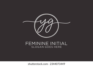 YG handwriting logo with circle template vector logo of initial signature, wedding, fashion, floral and botanical with creative template.