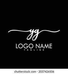YG Initial Handwriting Logo Design Vector
