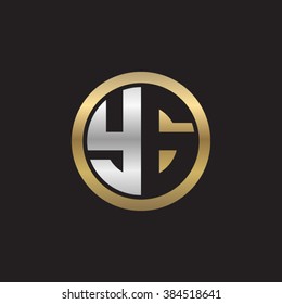 YG initial letters circle elegant logo golden silver black background