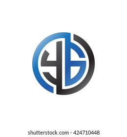 YG initial letters looping linked circle logo blue black