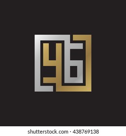 YG initial letters looping linked square elegant logo golden silver black background