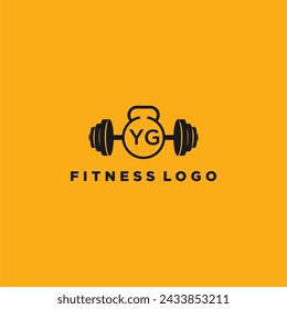 YG initial monogram for fitnes or gym logo with creative barbell design