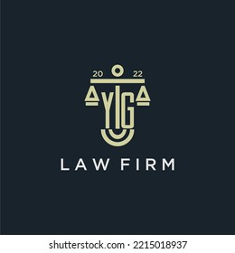 YG initial monogram logo for lawfirm with scale vector design