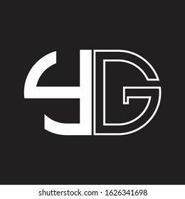 YG Letter logo monogram with oval shape negative space design template