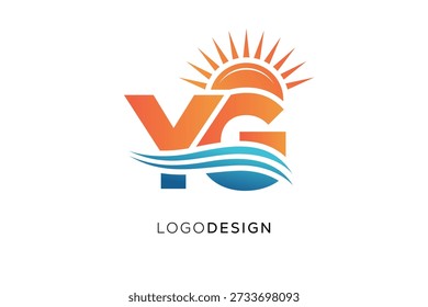 YG Letter Logo Monogram Sun Wave Diseño de marca moderno