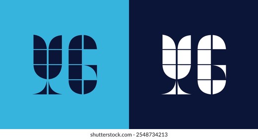 Design de logotipo YG com forma de azulejo. Design de ilustração vetorial minimalista e moderno adequado para negócios ou marca