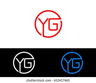 Yg Logo. Letter Design Vector with Red and Black Gold Silver Colors

