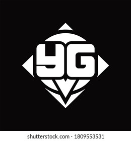 YG Logo monogram with circle shape and square rotate rounded design template on black background
