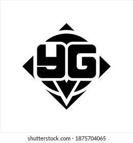 YG Logo monogram with circle shape and square rotate rounded design template on white background