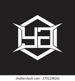 Monograma de logotipo YG con hexágono y plantilla de diseño de forma de cuatro ejes