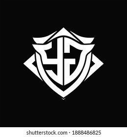 YG Logo monogram with shield and horn shape design template ON black background