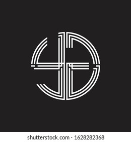 YG Logo monogram triple ribbon style line design template isolated on black background