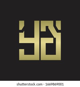 YG Logo with squere shape design template with gold colors