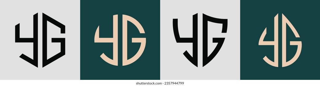 Conjunto vectorial de diseño de logotipo de letras iniciales YG moderno. Será adecuado para qué empresa o nombre de marca inician esas iniciales.