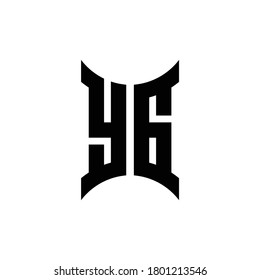 Logo de monograma YG con plantilla de diseño de lado curvo