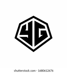 YG monogram logo with hexagon shape and line rounded style design template isolated on white background