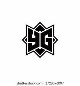 YG monogram logo with square rotate style outline design template