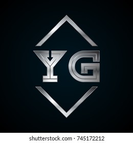 YG Monogram, Metal Logo, Silver Logo
