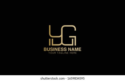  YG Unique Minimal Style golden and black gold  colour initial  logo vector design template 