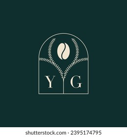 YG Unique and simple logo design combination of letters and coffee bean