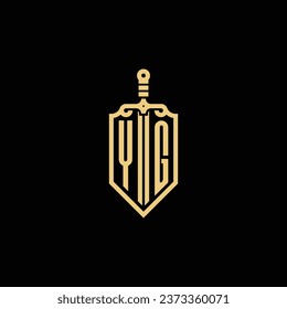 YG vintage shield and sword initial logo in high quality professional design that will print well across any print media